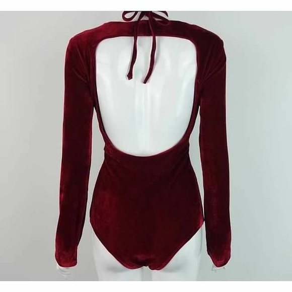 NEW! Velvet Lace-up Bodysuit - Picture 2 of 7